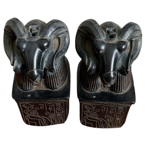 Vintage Amun Ram Bookend Egyptian Decorative Figurines Historic 3.5x3.5x6.5 - Picture 7 of 7